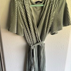 Green Velvet Wrap Dress
